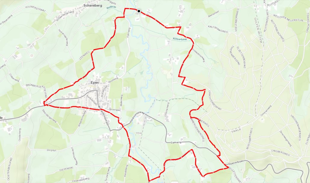 De route Hazelmuisroute op de kaart