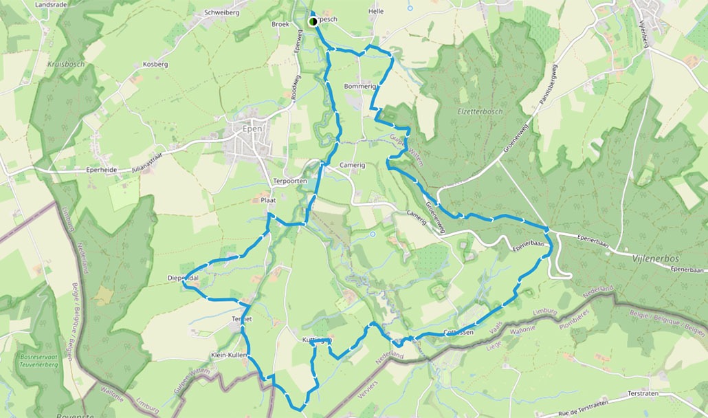 De route Leiderschapswandeling op de kaart